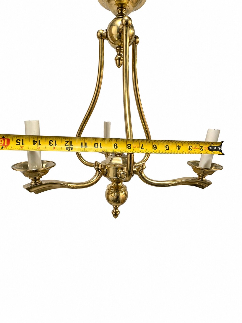 H.A. Framburg 3-Light Brass Dutch Style Dining Chandelier Candle Style Fixture - Picture 5 of 7